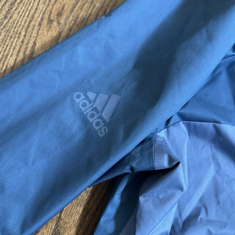 Adidas Golf CLIMASTORM Windbreaker Jacket Mens Large Blue Grey Zip Up